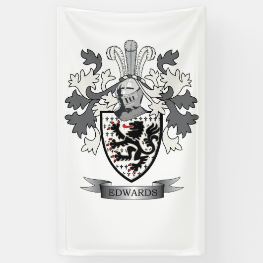 Edwards Family Crest Coat of Arms Spandoek (Verticaal)