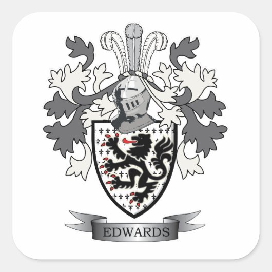 Edwards Family Crest Coat of Arms Vierkante Sticker (Voorkant)