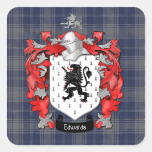 Edwards Family Crest & EdwardsTartan Vierkante Sticker