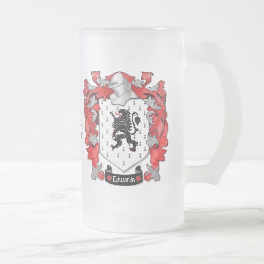 Edwards Family Crest - Wales-Canada Matglas Bierpul (Rechts)