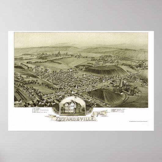 Edwardsville, PA Panoramic Map - 1892 Poster (Voorkant)