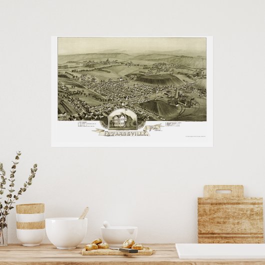 Edwardsville, PA Panoramic Map - 1892 Poster (Keuken)