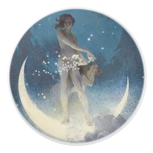 Edwin Blashfield Stars Scattering Art Nouveau Keramische Knop (Voorkant)