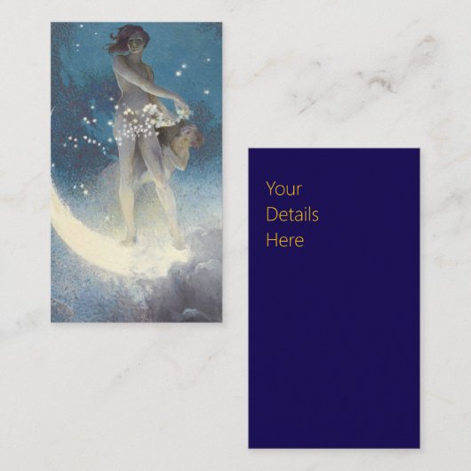 Edwin Blashfield Stars Scattering Art Nouveau Visitekaartje (Voorkant / Achterkant)