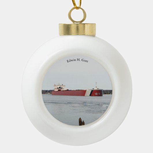 Edwin H. Gott ball of sneeuwvlokkaneelvormig Keramische Bal Ornament (Voorkant)