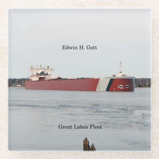 Edwin H. Gott glazen onderzetter (Voorkant)