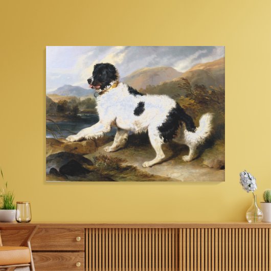 Edwin Henry Landseer Lion A Newfoundland Dog Canvas Afdruk (Insitu (Woonkamer))