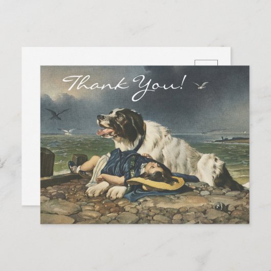 Edwin Landseer Gered,De moed van de hond,Dank u Briefkaart (Voorkant / Achterkant)