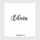 Edwin Naam - Handgeschreven kalligrafie Sticker (Vel)