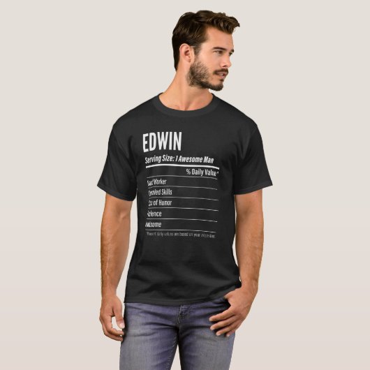 Edwin Serving Maat Voeding Label Calorieën T-shirt (Voorkant volledig)