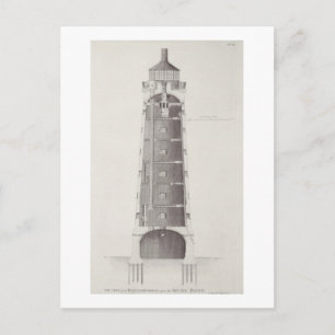 Edystone Lighthouse gegraveerd door John Record (f Briefkaart