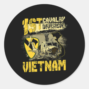EE1 Huey Helikopter 1st Cavalry Division Vietnam V Ronde Sticker