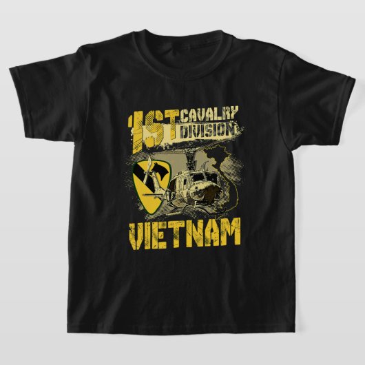 EE1 Huey Helikopter 1st Cavalry Division Vietnam V T-shirt (Laagn)