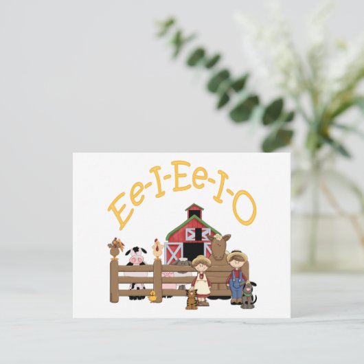 Ee I Ee I O op het Boerderij Briefkaart (Staand voorkant)