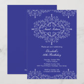 Eegant Blue Sweet Sixteen Birthday Uitnodiging (Voorkant / Achterkant)