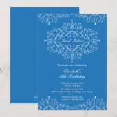 Eegant Blue Sweet Sixteen Birthday Uitnodiging (Voorkant / Achterkant)