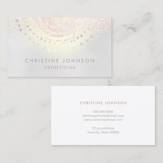 ・Eegant faux iridescent gray skincare Visitekaartje (Voorkant / Achterkant)