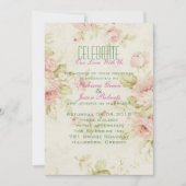 Eegant Pink rose Floral vintal bruiloft Kaart (Voorkant)