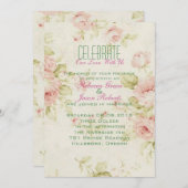 Eegant Pink rose Floral vintal bruiloft Kaart (Voorkant / Achterkant)