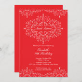 Eegant Red Sweet Sixteen Birthday Uitnodiging (Voorkant / Achterkant)