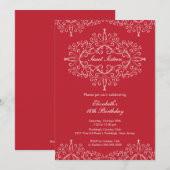 Eegant Red Sweet Sixteen Birthday Uitnodiging (Voorkant / Achterkant)