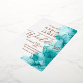 Eegant Turquoise Blue Alcohol Ink gold bruilf F Folie Uitnodiging (Gedraaid)