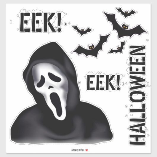 EEK & Echoes – Halloween Gemaskerde Geest met Vlee Sticker (Vel)