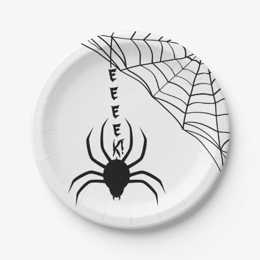 Eek een Spider Halloween Party Papieren Bordje (Voorkant)