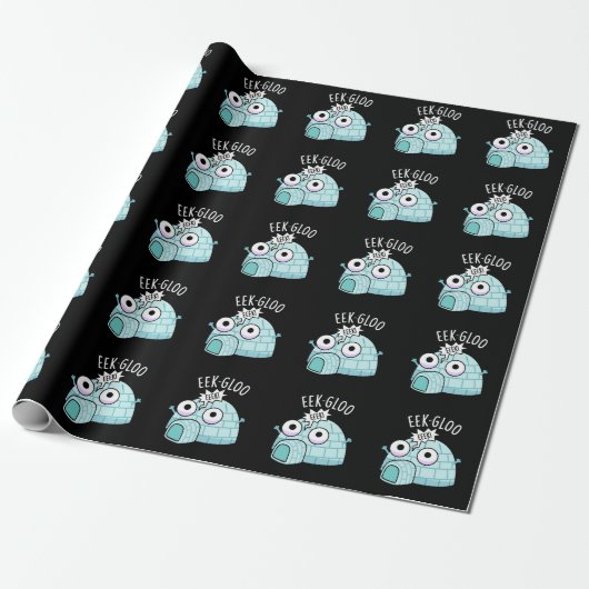 Eek-gloo Grappige Iglo Pun Donkere BG Cadeaupapier (Uitgerold)