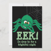 Eek, grote groene spin Halloween feestuitnodiging Kaart (Voorkant)