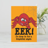 Eek! Grote uitnodiging van de rode spin Halloween (Staand voorkant)