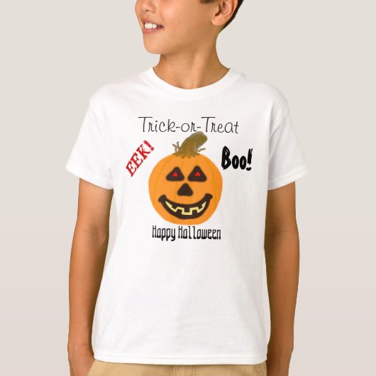 EEK Halloween Smiling Pumpkin Trick-or-Treat Boo T-shirt (Voorkant)