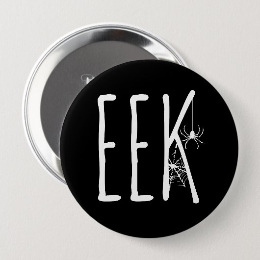 EEK Spider & Cobweb Halloween Wit op Zwart Ronde Button 4,0 Cm (Voorkant /achterkant)