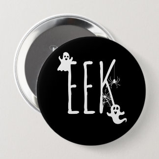 EEK! Spoken & Spider Halloween Wit op Zwart Ronde Button 4,0 Cm