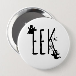 EEK! Spoken & Spider Halloween Zwart & Wit Ronde Button 4,0 Cm