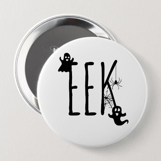 EEK! Spoken & Spider Halloween Zwart & Wit Ronde Button 4,0 Cm (Voorkant /achterkant)
