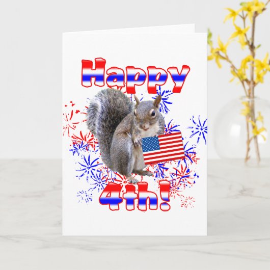 Eekhoorn 4 juli kaart (Gele Bloem)