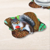 Eekhoorn aan de boom met Fruit-47566 Kartonnen Onderzetters (Gekanteld)