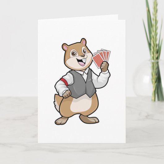 Eekhoorn aan het pokeren met pokerkaarten kaart (Voorkant)