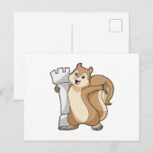 Eekhoorn aan het schaken met schaakstuk Koning Briefkaart (Voorkant / Achterkant)