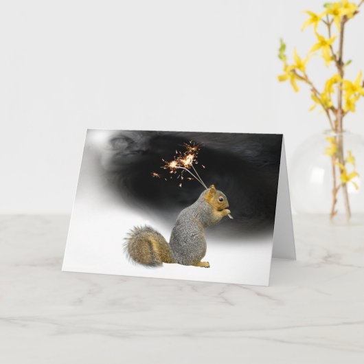 Eekhoorn Afstuderen Gefeliciteerd Kaart (Gele Bloem)