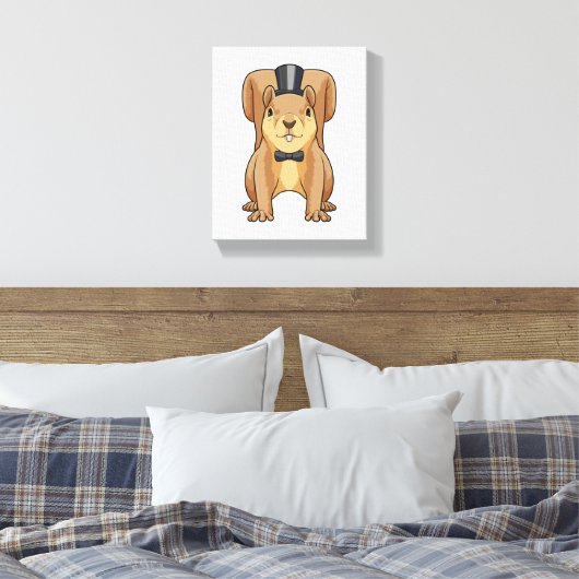 Eekhoorn als bruidegom met pak canvas afdruk (Insitu (Slaapkamer))