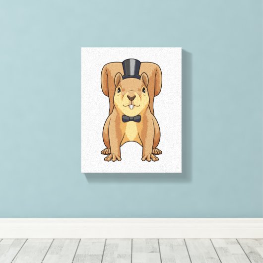 Eekhoorn als bruidegom met pak canvas afdruk (Insitu (Houten vloer))