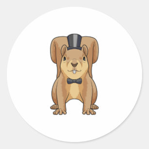 Eekhoorn als bruidegom met pak ronde sticker