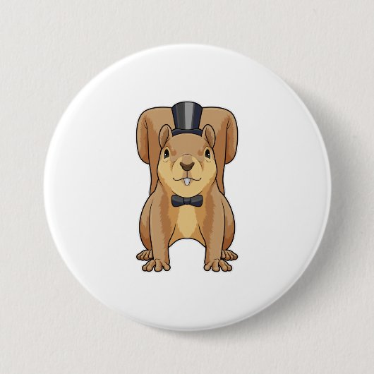 Eekhoorn als groom met Suit Ronde Button 7,6 Cm (Voorkant)