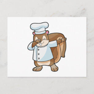Eekhoorn als kok met schort briefkaart