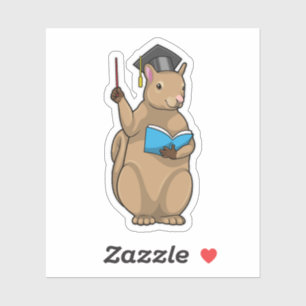Eekhoorn als leraar met boek sticker