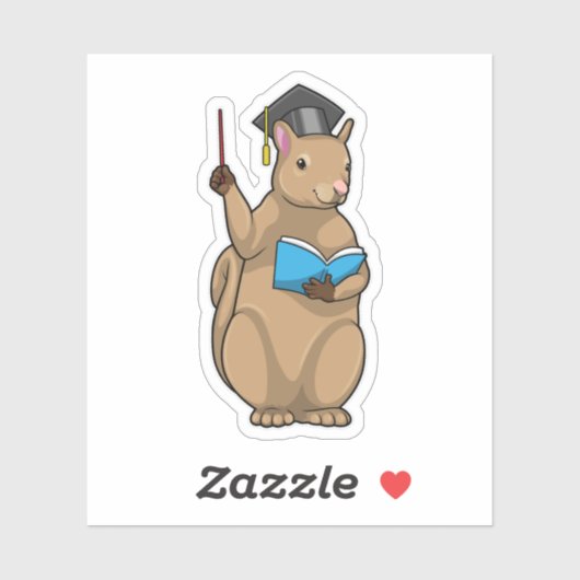 Eekhoorn als leraar met boek sticker (Vel)