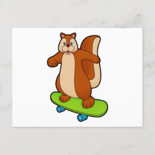Eekhoorn als skater met skateboard briefkaart
