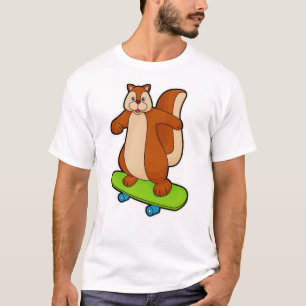 Eekhoorn als Skater met skateboard T-shirt